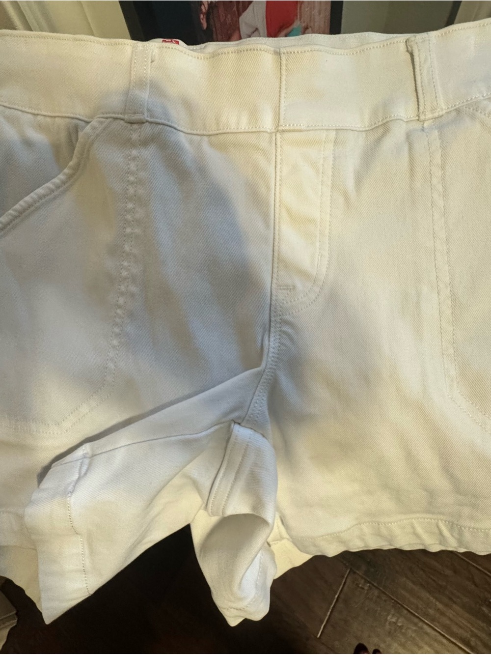 SPANX White Denim-Look Jean Shorts